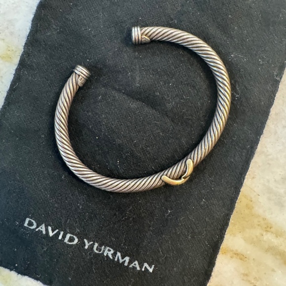 David Yurman Crossover Cable Bracelet – Sterling Silver with 14K Gold X - Picture 1 of 3